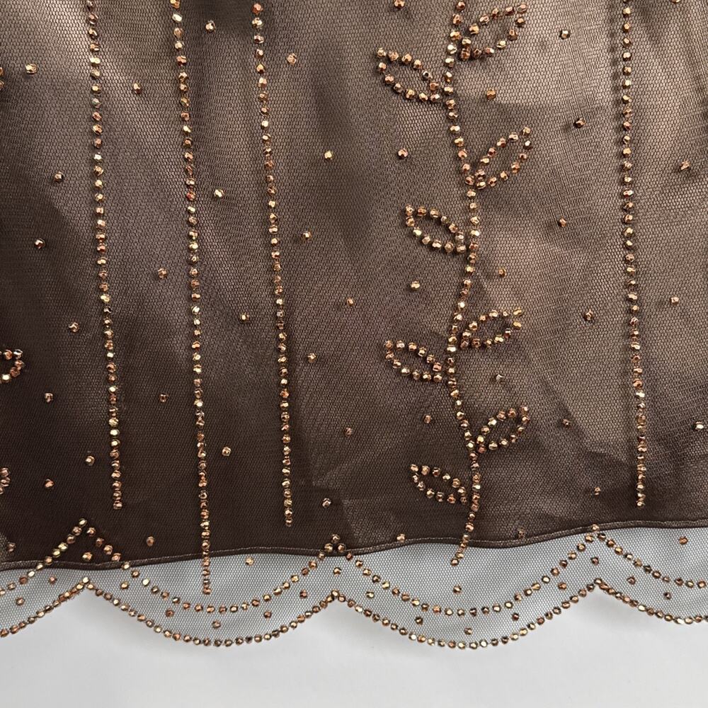 Another Thyme 5X Brown Beaded Mesh Babydoll Tank Top Y2K Evening Party Plus Size - Picture 5 of 10